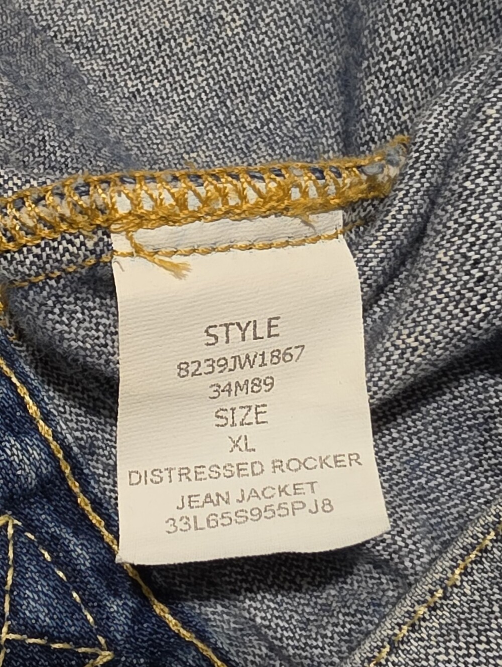 Vintage Polo Jeans Co.Ralph Lauren Distressed Rocker Denim Jean Jacket 20.5X22.5 - Picture 14 of 16